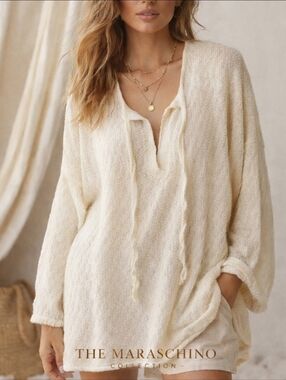 Heyson Boho Coastal Knit Tunic Cover-Up Sweater | 2XL